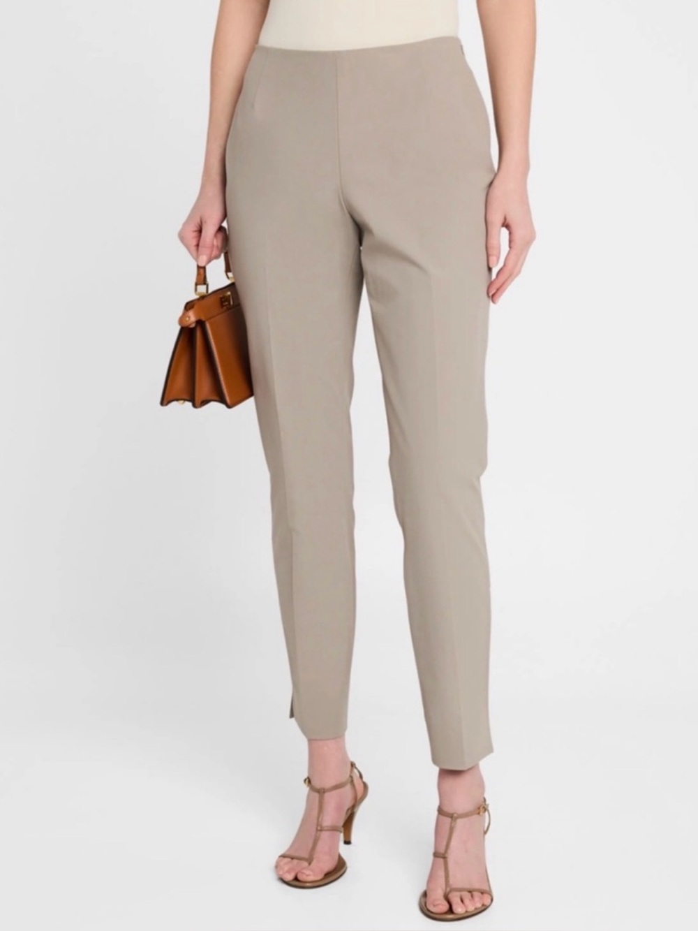Lafayette 148 New York Stanton Khaki Stretch Twill Pant Size 8